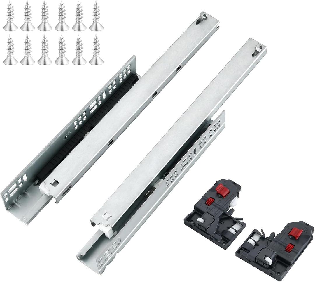 6 Pair 16 Inch (400mm) Soft Close Bottom Mount Undermount Drawer Slides | Full Extension,Heavy Duty Construction,Concealed Drawer Glides,100LB Load Capacity,Including 3D Locking Device