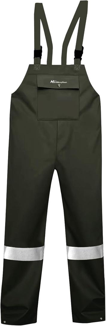 Men's Waterproof Rain Bib Overalls - Windproof Adjustable Outdoor Fishing Workwear Pants