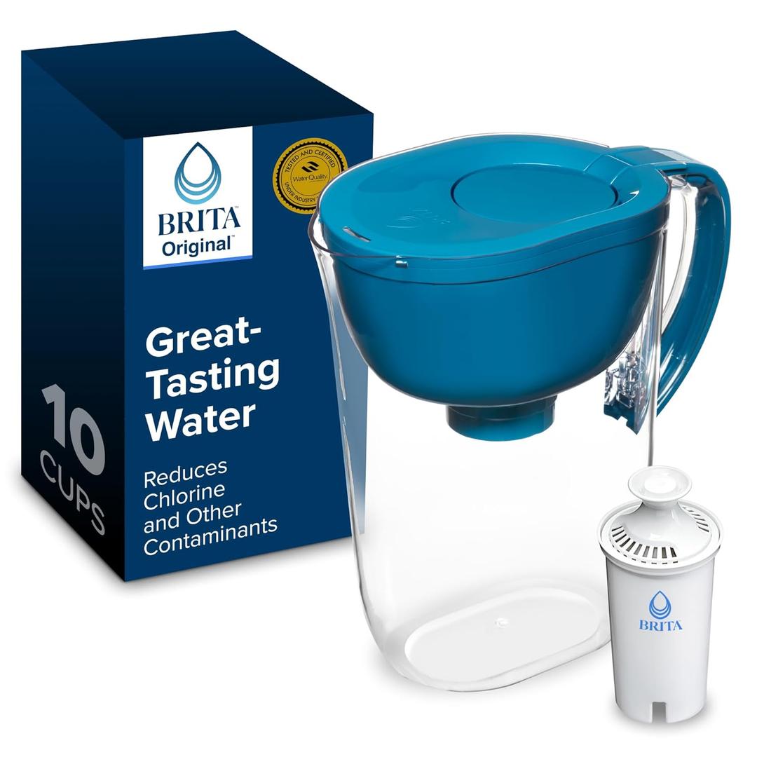 Brita Large Water Filter Pitcher for Tap and Drinking Water with SmartLight Change Indicator, Includes 1 Standard Filter, BPA-Free, Lasts 2 Months, 10-Cup Capacity, Teal