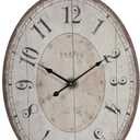A&B Home Antique Lu Ville Wall Clock Wall Accent, Large Oval Wooden Wall Clocks for Living Room Decor, Rustic Farmhouse Wall Clock Battery Operated - 18x29 Ivory White