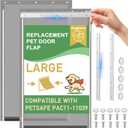 2 Pack Large Dog Door Replacement Flaps with Metal Bracket and Screws, Compatible with Petsafe Freedom Doggie Doors, PAC11-11039 10 1/8" X 16 7/8" Magnetic Closure (Smoky Translucent)