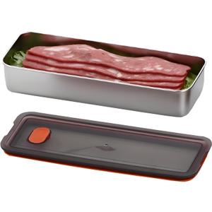 Bacon Container for Refrigerator, 304 Stainless Steel Sealed Food Storage Container with Silicone-Sealed and Air Vent Safe Deli Containers SealPro Bacon Box