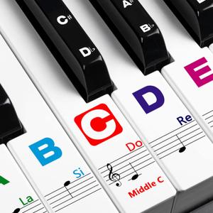Piano Keyboard Stickers for Beginners Removable Piano Stickers for Keys 88/61/54/49/37, Colorful Larger Letter Key Note for Learning, Upgraded with Solfege (Multicolor)