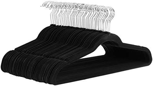 Amazon Basics Slim, Velvet, Non-Slip Suit Clothes Hangers, Pack of 40, Black