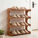 Shoe Rack,Small 4 Tier Shoe Organizer Storage Shelf,Bamboo Narrow Shoe Closet,Small Space Shoe Rack,for Entryway Closet 18.897.4819.3inch, 4 Tier-18.89" Wide