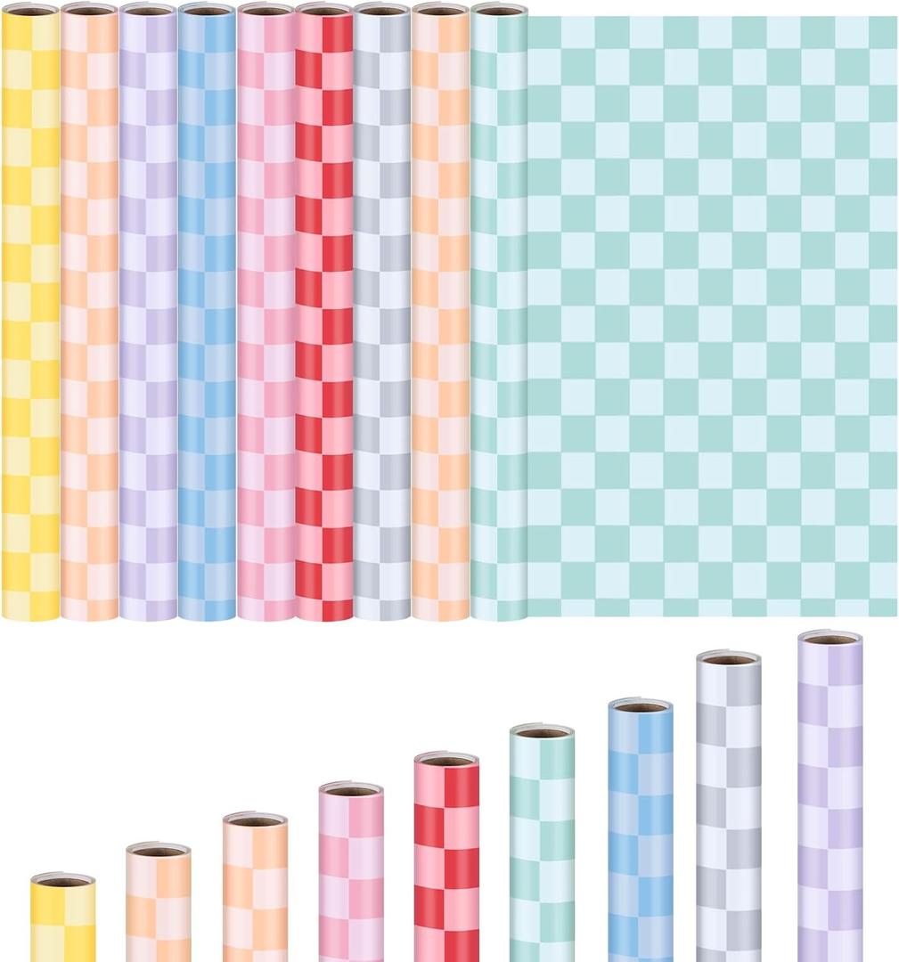 Perkoop 9 pack textile checkerboard bulletin board paper roll 4x12 ft paid resistant colorful bulletin board paper for classroom