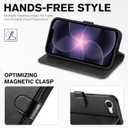 TUCCH Wallet Case for iPhone 17e/16e, [RFID Blocking] 4 Card Holder Kickstand [Shockproof TPU Inner Case] PU Leather Magnetic Closure Protective Cover for iPhone 17e 2026/16e 2025 6.1", Black