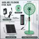 16 inch Solar Oscillating Standing Fan with Solar Panel, Portable Rechargeable Mobile Floor Fans, 14400mah Battery, Two Charging Methods, 4 Speeds, for Bedroom Study or Outdoor (Green)