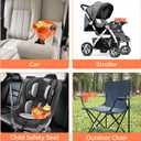 Car Seat Snack Tray for Kids: 2PCS Kids Car Seat Tray with Cup Holder, Toddlers Road Trip Essential, Travel Snacks Food Plate for Stroller, Boosters with a Cup Holder (Orange)