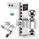 Tlvuvmo Adjustable Trailer Hitch, 8 Inch Drop Hitch Ball Mount (Fits 2-Inch Receiver), 12,500 LBS GTW, (2" & 2-5/16") Chrome Plated Steels Balls, Aluminum Tow Hitches with Two Anti-Theft Pins Locks