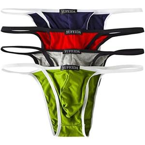 YUFEIDA Men's Modal Comfortable G-string Thongs Sexy Low Rise Bikini Briefs Underwear (A#4pcs-2, XL)