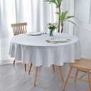 maxmill Jacquard Round Table Cloth Damask Design Waterproof Antiwrinkle Heavy Weight Soft Tablecloths for Circular Table Cover and Kitchen Dinning Tabletop Round 70 Inch White