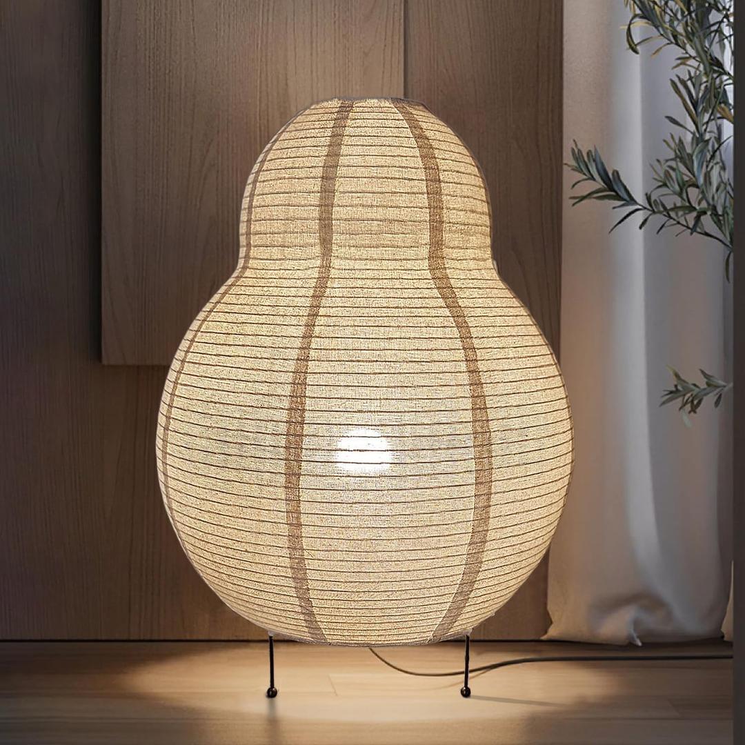 METHEDEECO Plug in Japanese Floor Lamp, 22" Linen Lantern Floor Lamp for Living Room Bedroom, Dimmable Ambient Japanese Decorative Standing Lamp with Easy Assembly, Warm Minimalist Home Decor