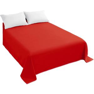 Sfoothome Queen Flat Sheet Red Top Sheet, Premium Hotel 1-Piece, Luxury and Soft 1500 Thread Count Quality Bedding Flat Sheet, Wrinkle-Free, Stain-Resistant