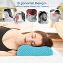 Neck Pillow for Sleeping, Travel Pillow, Camping Pillow, Ergonomic Memory Foam Compressible Medium Firm, Ideal for Home, Bedroom, Office and Camping (Light Blue, M) (M-17.7x12x4/3 In)