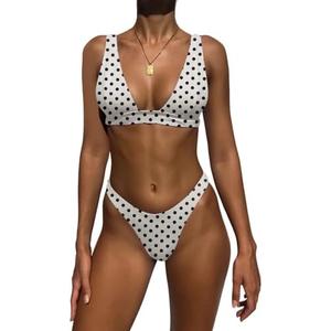 Bathing Suits for Women Deep V Neck Sexy Two Piece Bikini Sets for Women Thong Halter Cheeky Swimsuit Size M