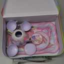 JOYIN Unicorn Tea Party Set for Little Girls, Pretend Pink Tin Teapot Set, Princess Tea Time Play Kitchen Toy with Teapot, Cup, Plate, Carrying Case for Kids Toddlers Age 3 4 5 6, Easter Birthday Gift