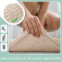 Yimobra Bathroom Rug Mat, Non Slip and Super Absorbent Bath Mat, Machine Washable Quick Dry, Ultra Plush Chenille Shower Rugs for Bathroom Floor Sink Tub and Shower Outside, Beige, 24 x 17