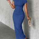 Narecte Summer Dresses for Women One Shoulder Bodycon Sexy Club Dress Elegant Formal Dresses Maxi Dress (Blue, M)