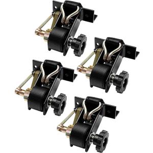Ladder Rack Ratchet Straps with J-Hook (4 PCS), 1.4" Black Square Tube Mount, 1.5" Wide x 7.5' Long Black Retractable Ratchet Tie Down Strap Roof Rack, 500 lbs Load Heavy Duty, Cargo Buckle Lock Strap (Black (4 pcs))
