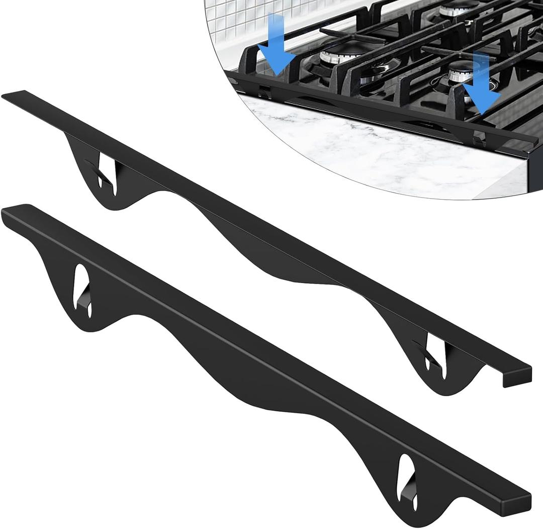 Stainless Steel Stove Gap Covers, 2 PCS Kitchen Stove Counter Gap Filler, Stove Guard Counter Gap Cover Length 23.4" Heat Resistant & Easy to Clean - Black