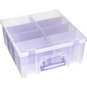 ArtBin Super Satchel Double Deep Compartment Box - Art Storage with 8 Removable Compartments, Smart Closure for Craft Supplies (Purple)