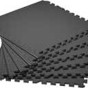 SUPERJARE 0.4'' Thick 6 Pcs 24 Sq Ft Rubber Top Exercise Equipment Mats, High Density EVA Foam Mats with Rubber Top, Interlocking Gym Flooring for Home Gym, Protective Workout Mat, Black