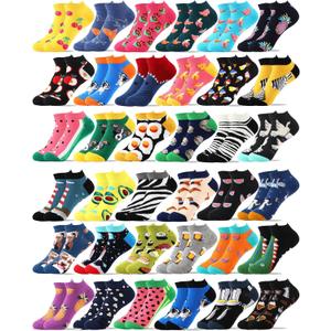 Vabean 36 Pairs Funny Men's Dress Socks Men's Novelty Crew Socks Cotton Dress Bulk Colorful Dress Set for Women Men