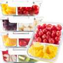 BAYZZ 5 Pack 35 Oz Glass Meal Prep Containers 2 Compartments, Glass Storage Containers with Lids, Airtight Lunch Bento Boxes, BPA-Free, Microwave and Freezer Safe,White