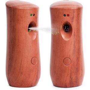 Automatic Air Freshener Spray Dispenser: Automatic Spray Dispenser with Elegant Wood Design for Commercial or Home Use (2-Pack), Battery Powered Free Standing or Wall Air freshener, Three Time Release