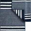 Bathroom Rugs Set 2 Piece, Extra Soft and Absorbent Fluffy Striped Chenille Bath Mat Rug Set, Non Slip Bathroom Floor Mat, Machine Washable (24" x 35" Plus 16" x 24", Navy Blue)