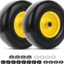 AR-PRO (2-Pack) 13x5.00-6 Flat Free Lawn Mower Tire and Wheel- Solid Smooth Tread Replacement Front Tire for Riding Zero Turn Mowers, Garden Tractors 3/4" and 5/8" Bearings, 3.25"-5.9" Centered Hub
