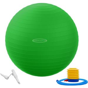 Anti-Burst and Slip Resistant Exercise Ball - Yoga, Fitness, Birthing Ball With Quick Pump, 2,000-Pound Capacity, Multiple Colors and Sizes (Green)