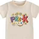 Back to School Clothes Girls Boys School Shirts Short Sleeve Letter Print 4-5Y