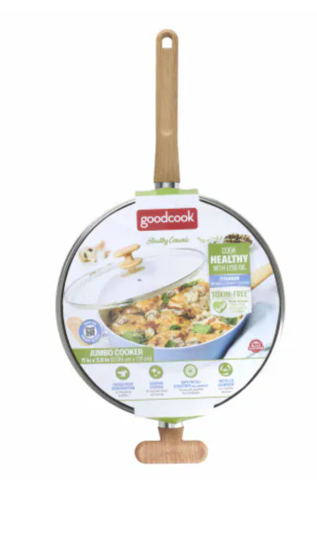 GC Healthy Ceramic Titanium-infused Jumbo Cooker w/ Lid, 11 Inch, Light Blue