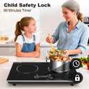 VBGK Induction Cooktop,110V 4000W Countertop Burners with Knob Control,9 Power Levels, Kids Lock & Timer,LED Touch Control,Overheat Protection Electric Stove,2 Burner Induction Cooktop