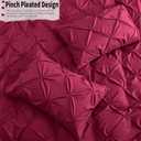 VACVELT 5 Piece Pinch Pleated Duvet Cover Full/Queen Size Set, Burgundy Pintuck Duvet Cover with Zipper & 8 Ties, Shabby Chic Microfiber Duvet Cover + 2 Pillow Shams + 2 Pillowcases, No Comforter