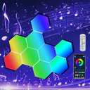 ODISTAR Hexagon Wall Light Panels (8 Pack)- Smart APP RGB Hexagonal LED Modular Lights with Remote Control, Music Sync Features for Gaming Rooms, Living Rooms, Bedrooms, DIY Enthusiasts and Gift Options
