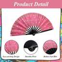 QCWN AKA Sorority Gifts for Women Large Clacking Fan for Line Dancing Alpha Kappa Alpha Paraphernalia Pink and Green Hand Fan Foldable Bamboo Popping Fans for Sisterhood Events Party