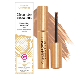 Grande Cosmetics GrandeBROWFILL Volumizing Brow Gel with Fibers & Peptides, for Natural & FullerLooking Eyebrows  Light (0.14 fl oz)
