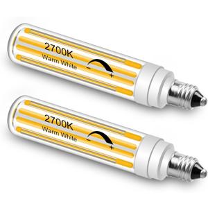 ZHENMING Updated Dimmable E11 LED Bulb 100W 120W 150W Halogen Bulbs Equivalent,T4 COB Mini Candelabra LED Bulb Dimmable, Warm White 2700K,15W 1500LM JDE11 120V 100W-150W LED Bulb,2 Pack (Yellow)