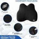 Skechers Memory Foam Lumbar Pillow,Lumbar Support Pillow for Office, Chair Lower Back Pain Relief Lumbar Pillow, Ergonomic Design Back Support Pillow for Office Chair, Car, Home, Travel,Black