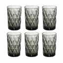 Bandesun Drinking Glass set of 6 Diamond Pattern Kitchen Glassware Tumbler12 OZ Grayfor WaterCocktailMilkJuice and Beverage.