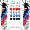 Kasyat 2 Sets Spider Party Balloon Column Stand Kit with 2 Spider and 100 Red Blue Black Latex Balloons, Adjustable Arch Stands for Birthday Baby Shower Hero Theme Party Decorations (31 Inch)