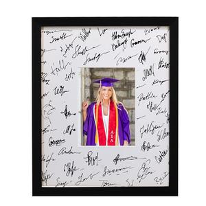 GraduatePro 11x14 Graduation Signature Board Picture Frame with 5x7 Mat for Wedding Birthday Guest Book Signing, Black with Off White Mat