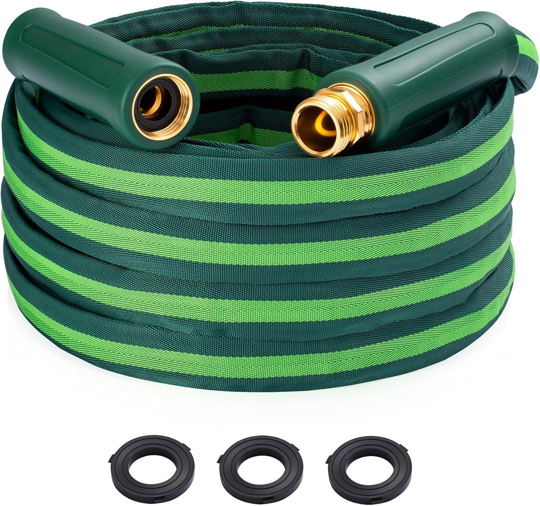 30FT Garden Hose, Ultra Lightweight All-Weather Flat Water Hose 5/8-Inch
