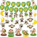 Jungle Monkey Birthday Party Decorations, Monkey Party Decor Supplies Includes Happy Birthday Banner Banana Hanging Swirls Honeycomb Centerpiece