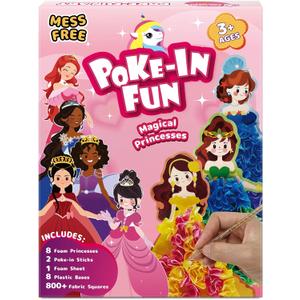 JolliBrix Poke in Fun - Magical Princesses, Arts and Crafts for Kids, DIY Presents Toy for Girl, DIY Creative Activity for Girls Ages 4 5 6 7 8+ Birthday Christmas Gifts Craft Kits