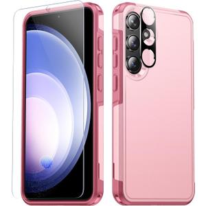 SPIDERCASE Designed for Samsung Galaxy S24 Case, [12 FT Military Grade Drop Protection] with 2PCS [ Screen Protector+Camera Lens Protector] Heavy Duty Shockproof Case,Pink