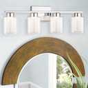 kudos Chrome Vanity Light, 4-Light Bathroom Light Fixtures, Modern LED Vanity Lights for Bathroom with Clear Glass and Frosted Glass, 3000K/4000K/5000K Adjustable, KDVL04-CH-4 (Silver)